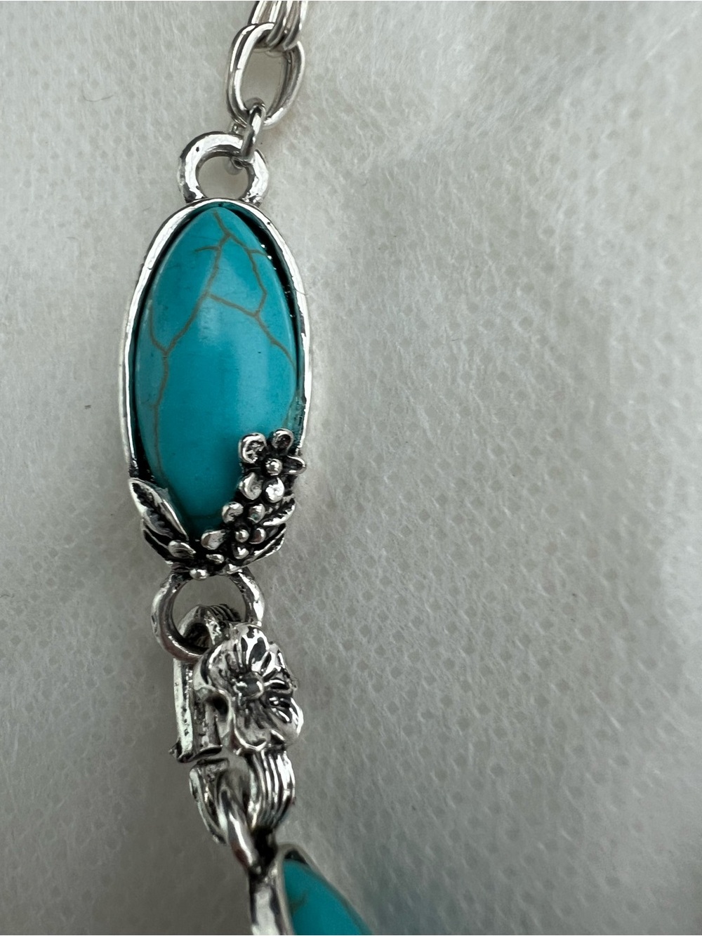 Turquoise Stone Silver-Tone Necklace, Bracelet & Earrings Set - Picture 10 of 11